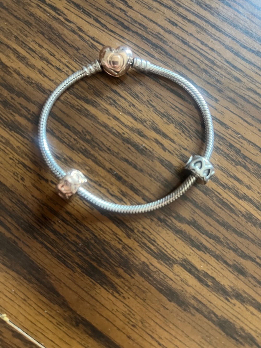 Pandora Bracelet with Heart Accent clip charms